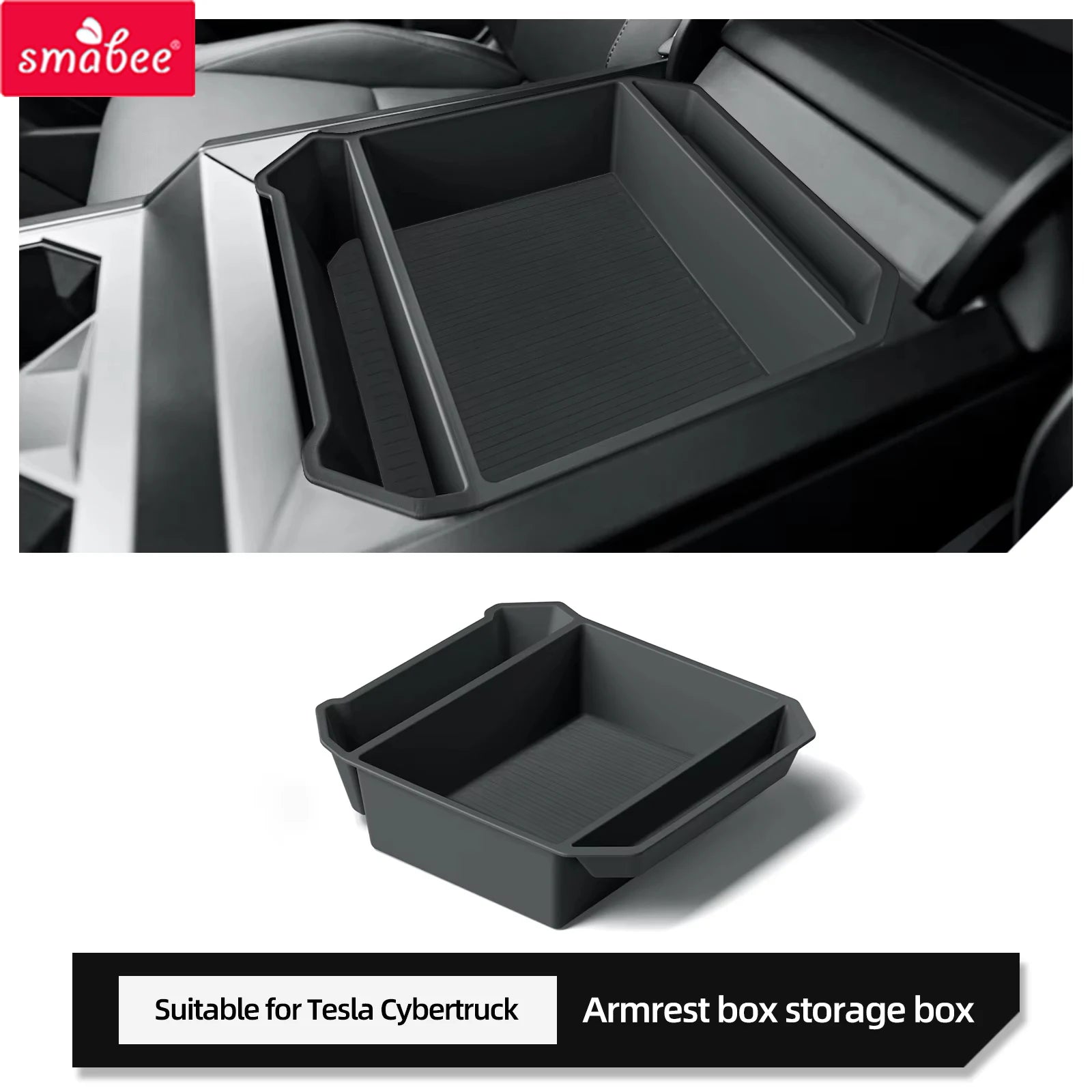 Smabee for Tesla Cybertruck 2024-2026 Car Center Armrest Storage Box Organizing Tidying Tray Auto Pickup Interior Accessories