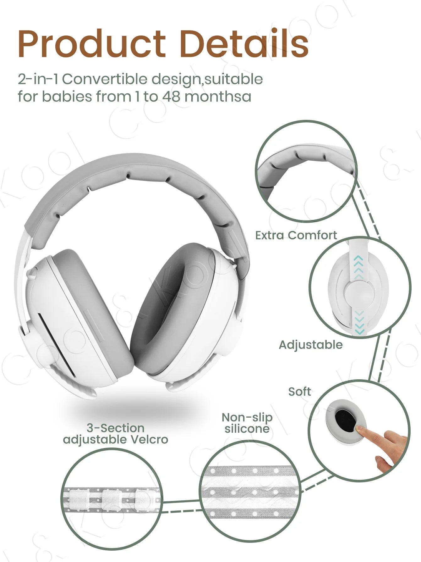 2-in-1 Infant Noise Protection Earmuffs Rainbow Style, Soft & Comfortable for Sleeping, Travel, and Loud Events