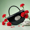 diamond-encrusted shoulder bag, dinner bag, fashionable semi-round messenger bag, exquisite premium handbag.