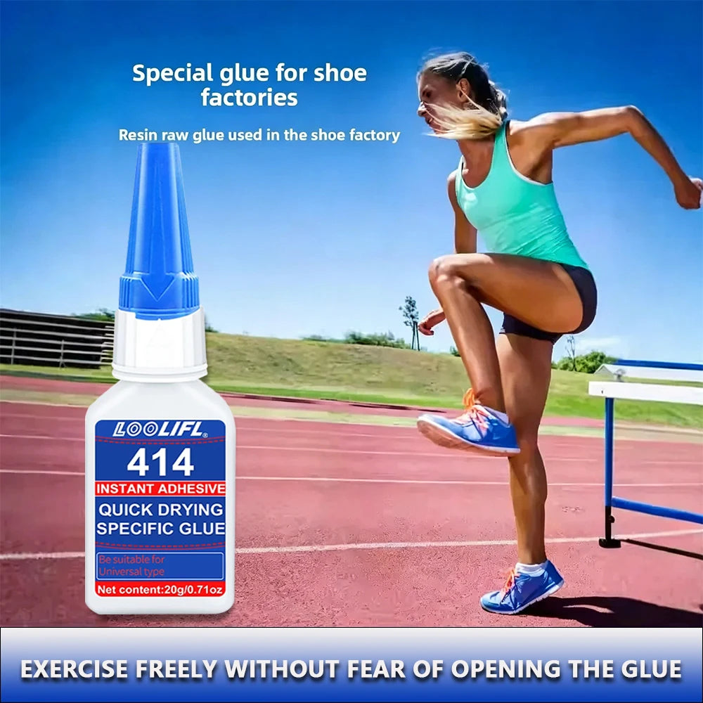 414 Instant Adhesive, Highly Waterproof Quick Drying Super Glue, Universal Adhesive for Shoes, Rubber, Metal, Plastic Repair