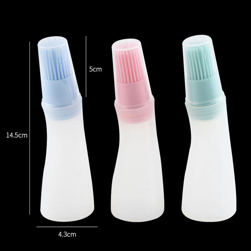 Silicone Oiler with Brush Seasoning Seasoning Sauce Brush with Scale oil Bottle BBQ Kitchenware Gadgets Grilling Frying Tools