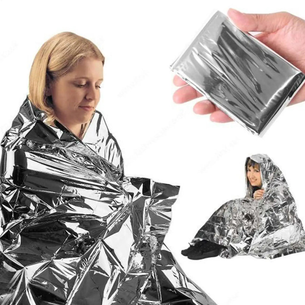 1PC Emergency Blanket Windproof Waterproof Foil Thermal Survival Gear First Aid Military Rescue Kit for Camping Outdoor