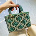 2025 Vintage Designer Crystal Evening Clutch Bag Women's Crossbody Bag Luxury Rhinestone Handbags Lady Wedding Party Tote Bag
