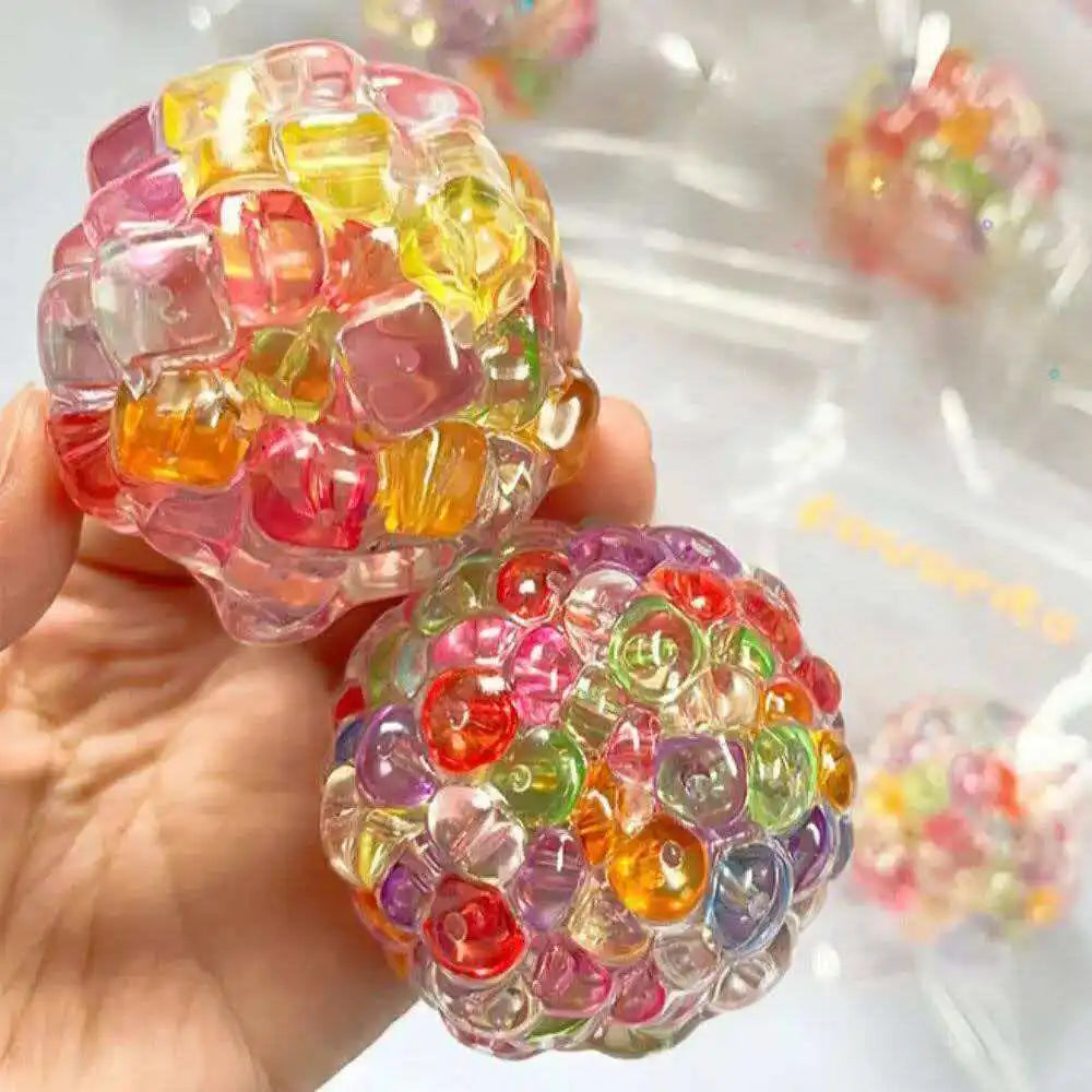 2026 New Creative Handmade Colorful Ice Cube Squishy Ball Beads Filled Crunchy Squeeze Decompression Fidget Toy Gift