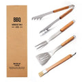 4PCS Sets BBQ Grill Tools Set Stainless Steel Heavy Duty Grilling Accessories Kit Grill Utensils Set Outdoor Camping Grill Tools