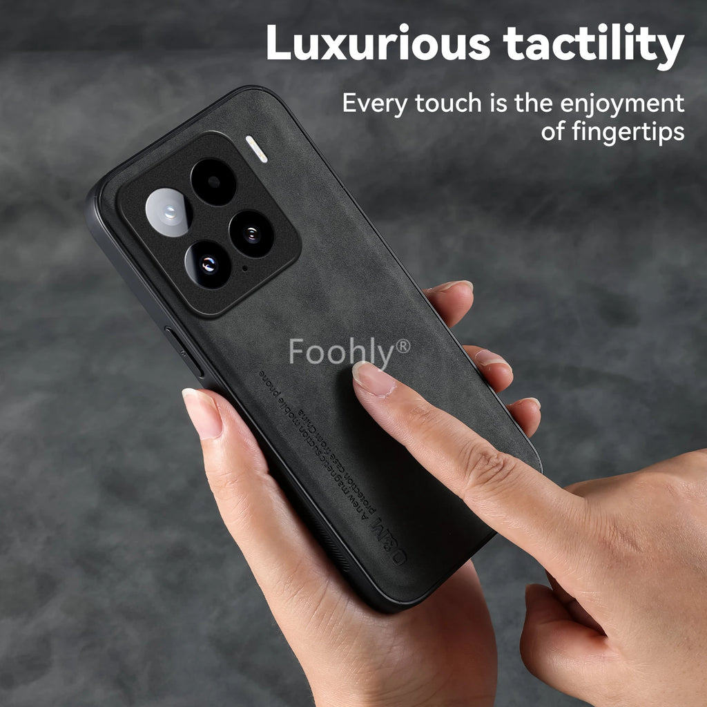 Nubuck Leather Shockproof Magnetic Case for Xiaomi 17T Pro 5G Mi 15T Protective Cover Back Shell Coque Funda