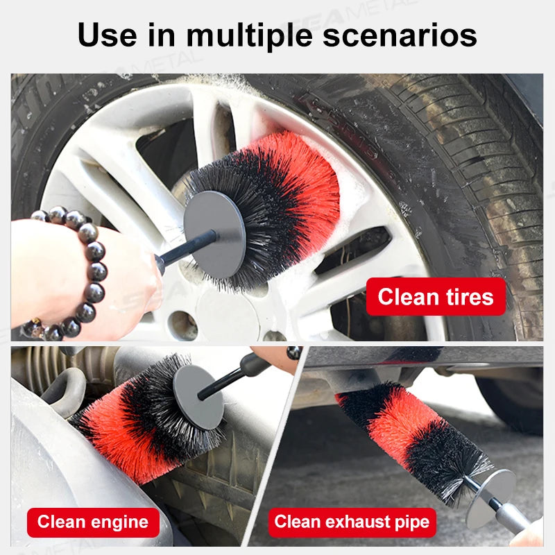 SEAMETAL Long Handle Car Wheel Hub Cleaning Brush Flexible Wheel Rim Tire Washing Brush Car Detailing Soft Bristle Clean Brushes