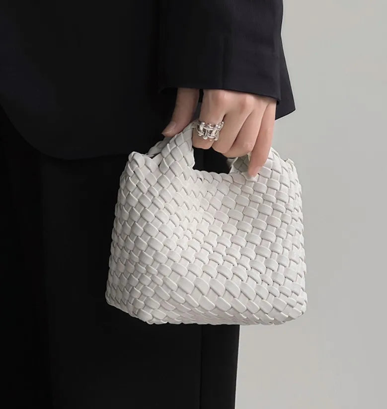 Women Handbag Fashion Woven Pattern Small Pu Leather Tote Bag Retro Top Handle Bag Casual Daily Commute Shopping Portable 2026