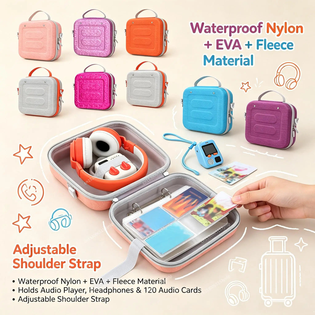 Protective Hard Storage Case For Yoto Mini Waterproof Nylon Bag With Adjustable Shoulder Strap Holds Audio Player Headphones