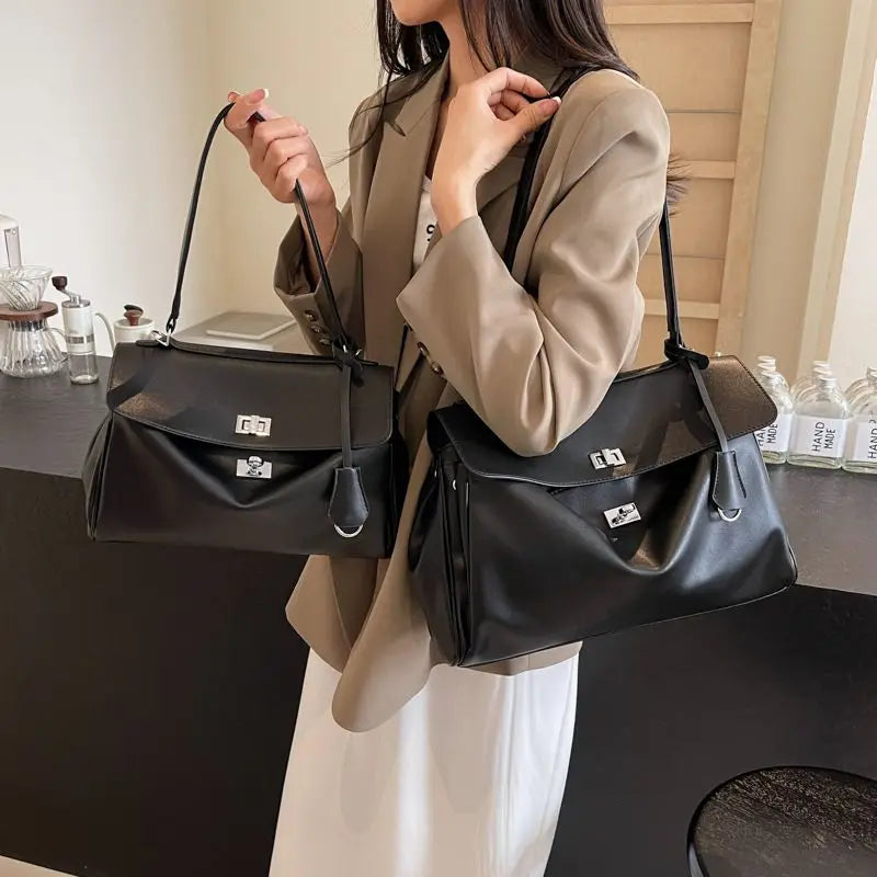 New Stylish Large-capacity Platinum Bag, Women's Casual Versatile Commuting Crossbody Bag, Modern Neutral Business Handbag