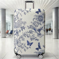 Blue and white hummingbird floral pattern luggage protection cover, suitable for 18-32 inch luggage covers, luggage handle glove