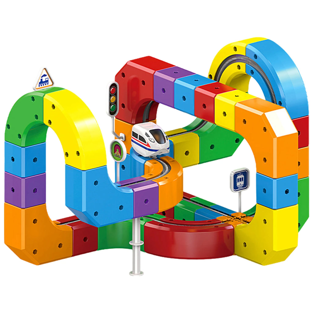 133PCS Magical Track Train Car Children Educational Electric Magnetic Levitation Train Track Cube DIY Building Toy Birthday Gift