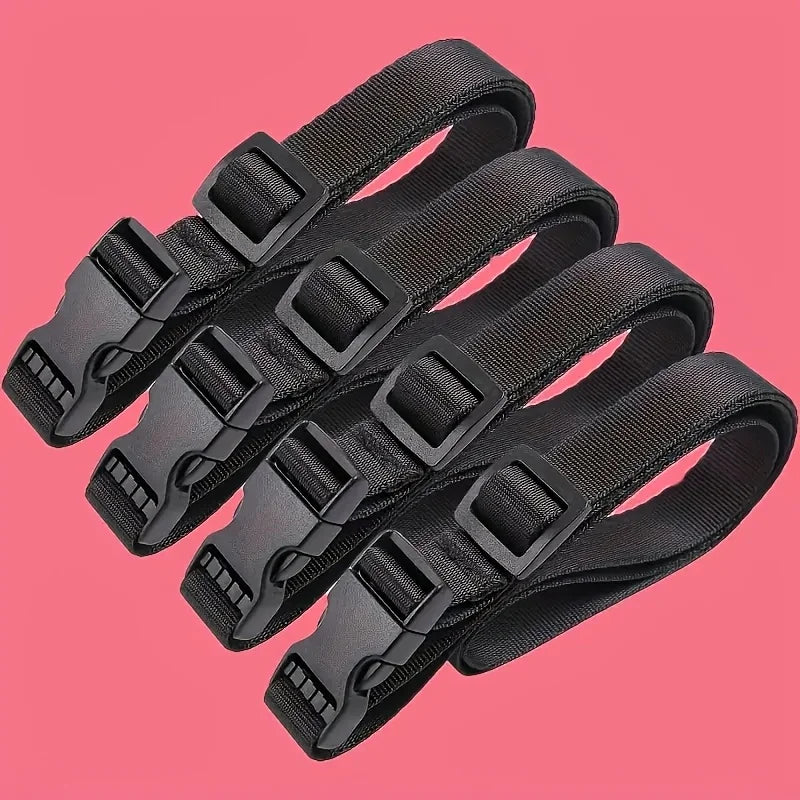 4Pcs Nylon Straps Adjustable Non-Elastic Tie Down Belts With Safety Buckle Multipurpose Cargo & Travel Securing Straps Storage F
