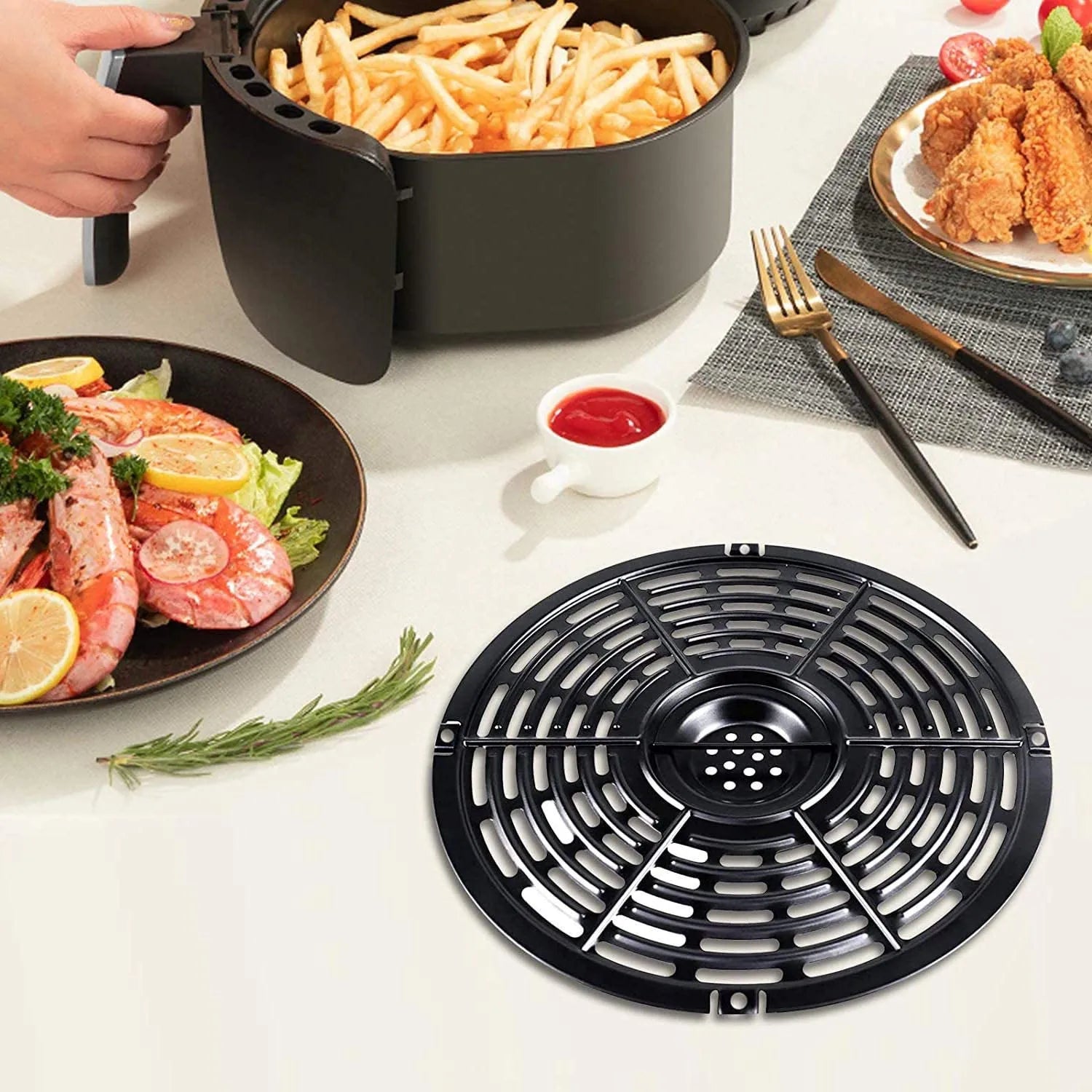 Airfryer Basket Replacement Grill Pan Oven Baking Mat Air Fryer Grid Accessories Parts Plate Tray Food Cooking Kitchen Divider