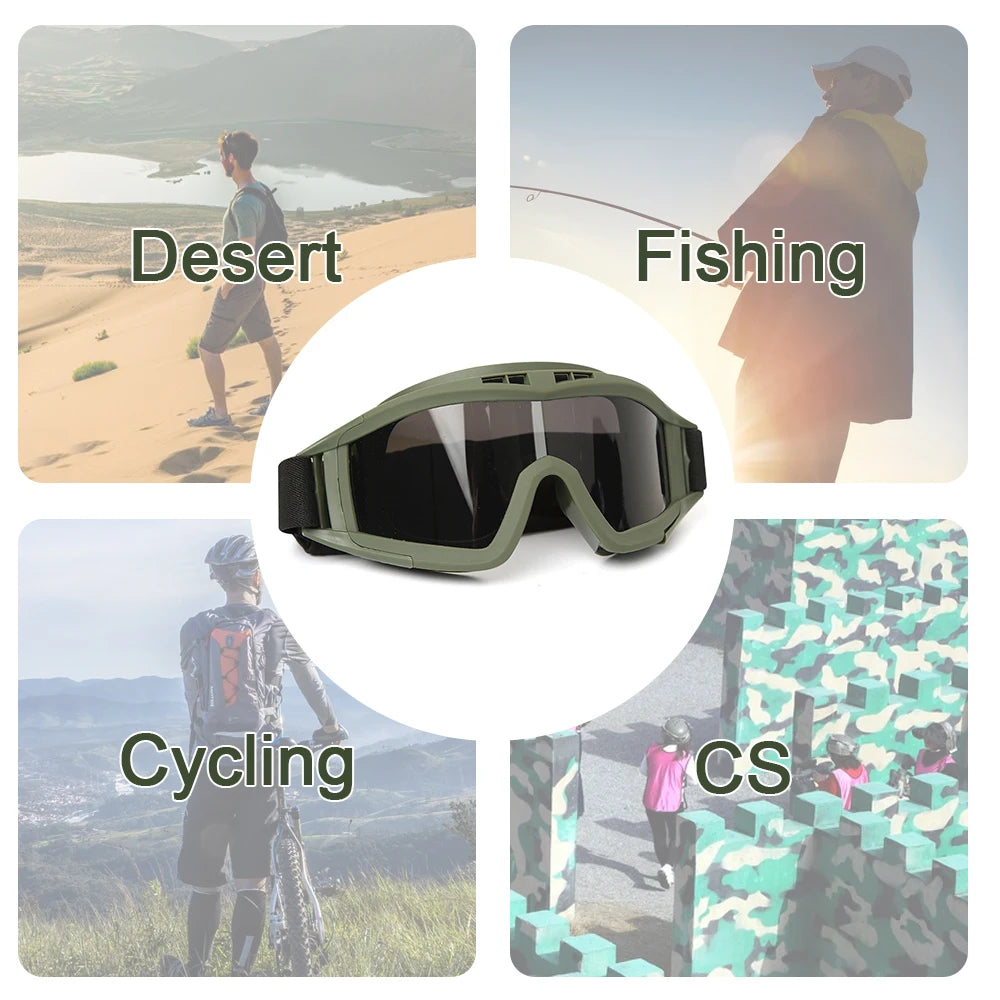 JSJM New Tactical Goggles Airsoft Windproof Dustproof Shooting Motocross Motorcycle Mountaineering Glasses CS Safe Protection