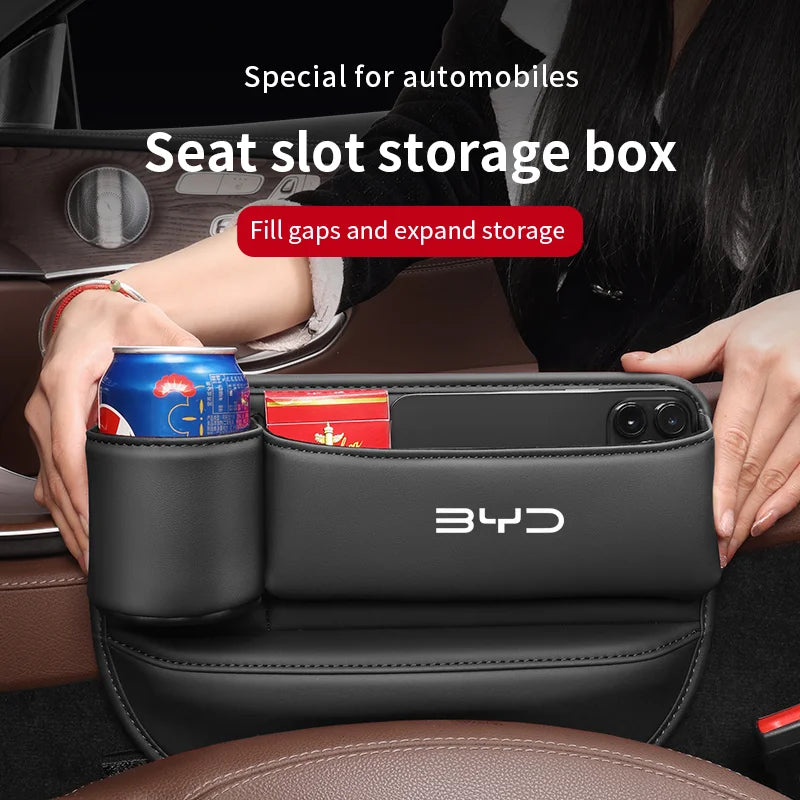 Car Storage And Finishing Leather Seat Gap Storage Box For BYD Tang F3 E6 Atto 3 EV DM Tang E9 Yuan Plus Song Max F0 Qin G3 I3