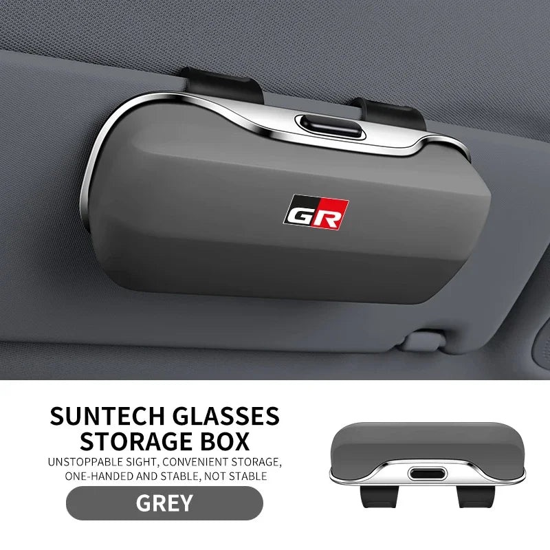 Car Eyewear Case Box Sunglasses Holder Sun Visor Storage Protective Frame Box Glasses Clip For Toyota GR Sport Rav4 Yaris Camry
