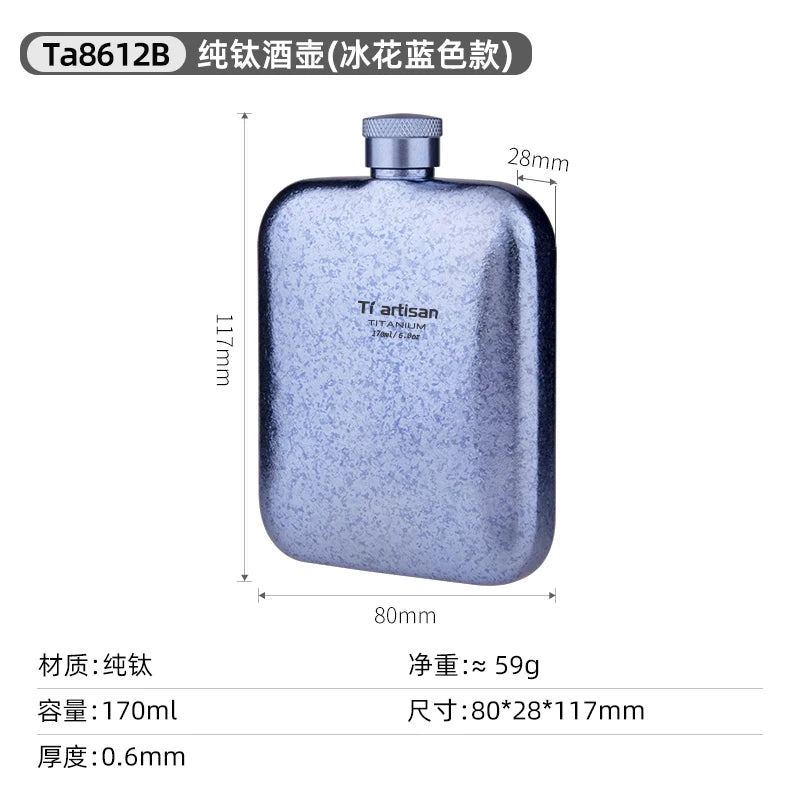 Tiartisan 170ml 230ml Titanium Hip Flask Outdoor Travel Ultralight Portable Alcohol Bottle Pocket Mini Whiskey Wine Pot