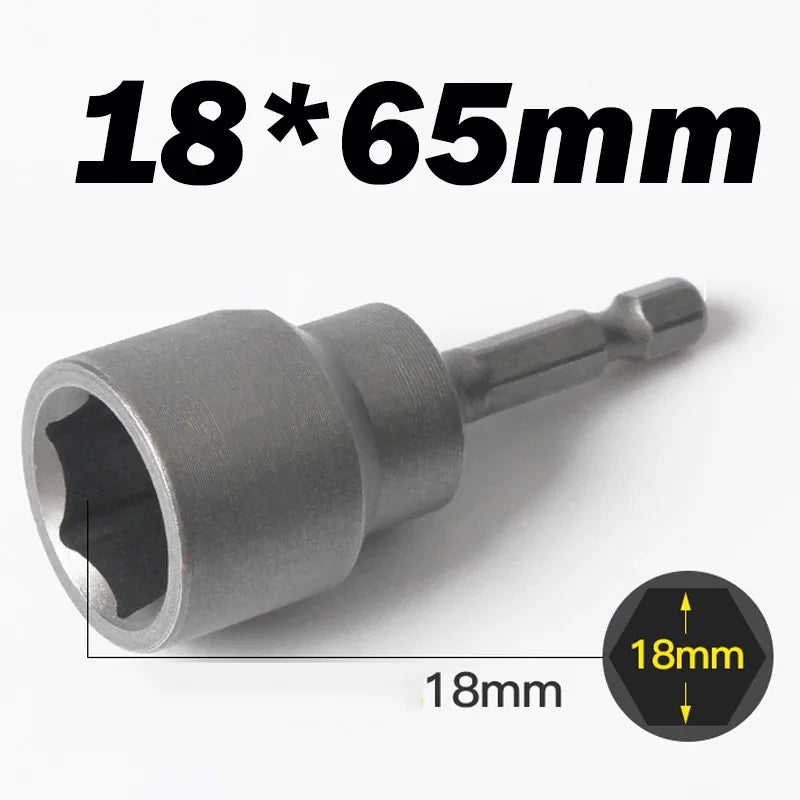 Hongtu 1Pcs Magnetic Hex Socket Driver - Chromium-Vanadium Steel, Hex Shank, Impact-Ready, 6~23mm Nut Socket Wrench Bit