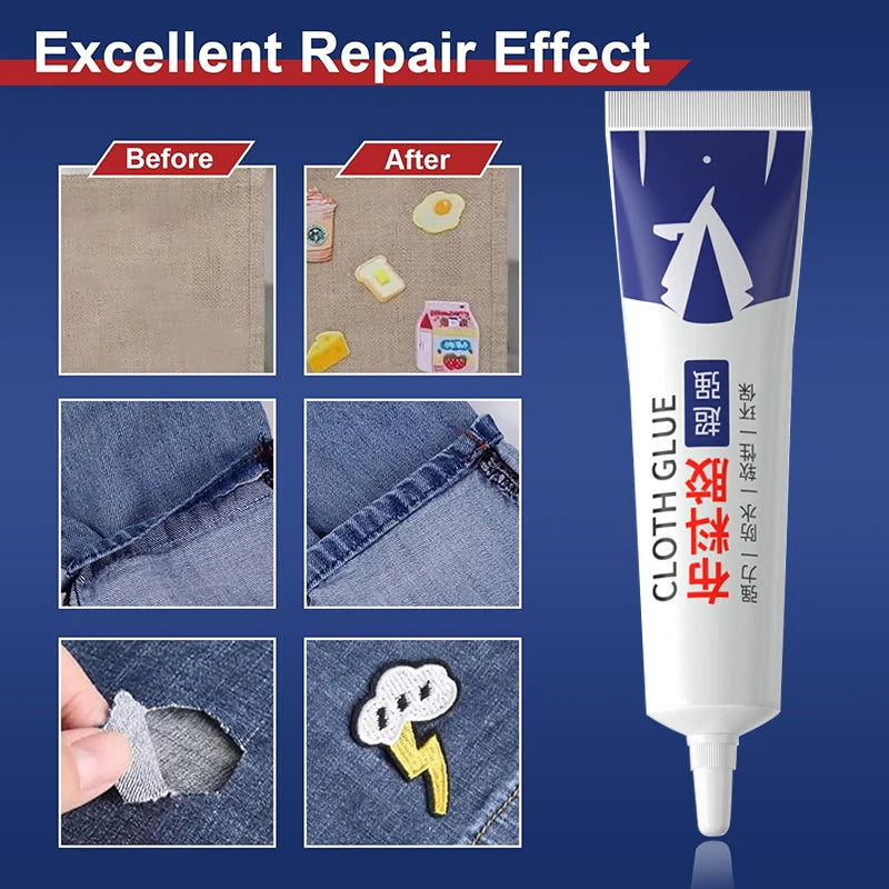 Fabric Sewing Adhesives Quick Drying Clear Super Glue Strong Fabric Repair Adhesive, Repair and Bonding Tool