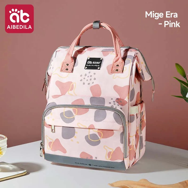 AIBEDILA Large Capacity Mommy Backpack Lightweight Waterproof Multi-pocket Baby Storage Bag for Outdoor Travel
