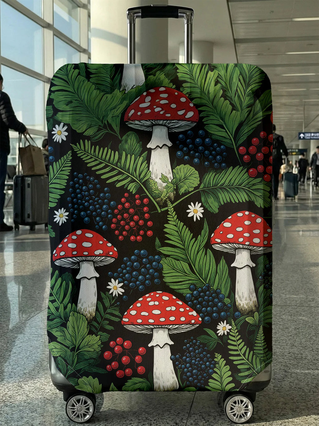 Mushroom print luggage protection cover, suitable for 18-32 inch luggage covers, luggage handle gloves, travel accessories