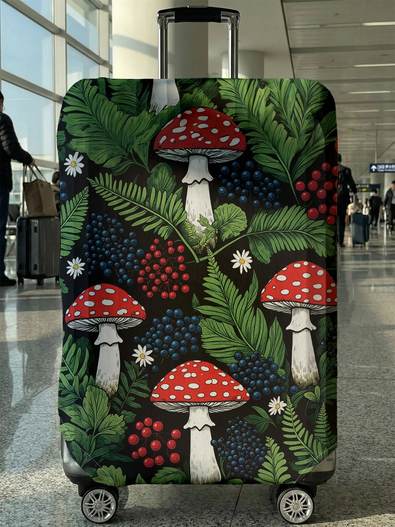 Mushroom print luggage protection cover, suitable for 18-32 inch luggage covers, luggage handle gloves, travel accessories