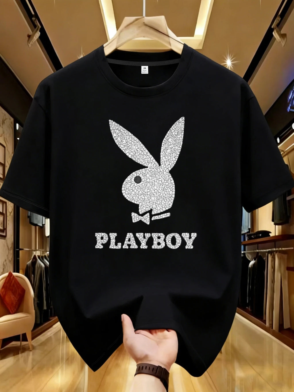 【WDS01152】Rabbit print plus size women's round neck T-shirt summer casual street fashion women's Joker short sleeve T-shirt