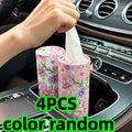4-Pack of Car Tissue Boxes with Random Color and Floral Patterns, Creative Printed Hand-Tissue Boxes, Water-Resistant, Made from Virgin Wood Pulp, for Car Seats, 50 Sheets Per Box