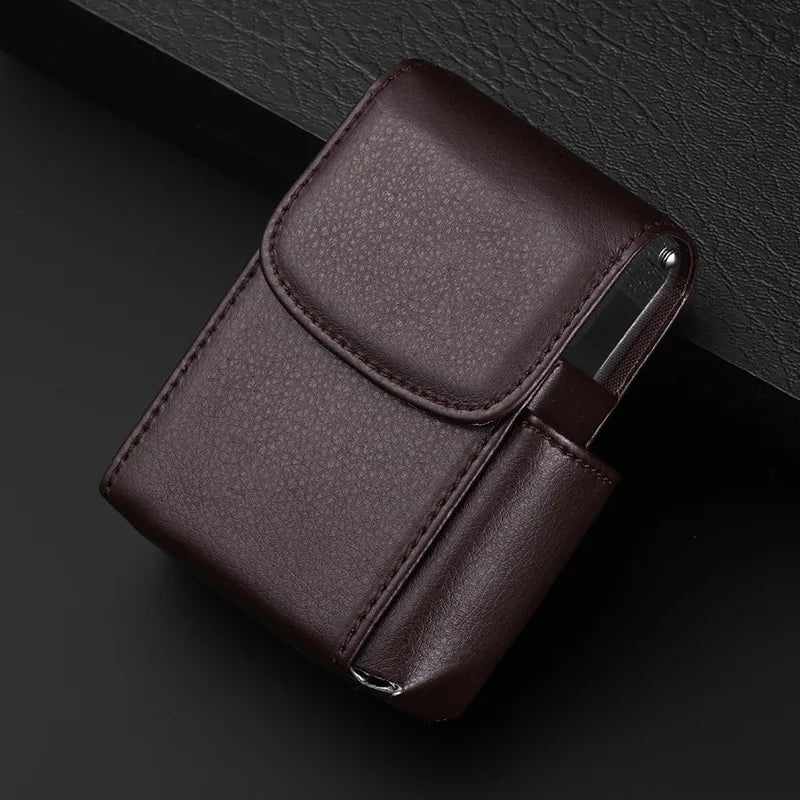 Pocket Leather Cigarette case Lighter bag box Storage Organizer Smoking Tools Accessories Waterproof cigar Man Birthday Gift