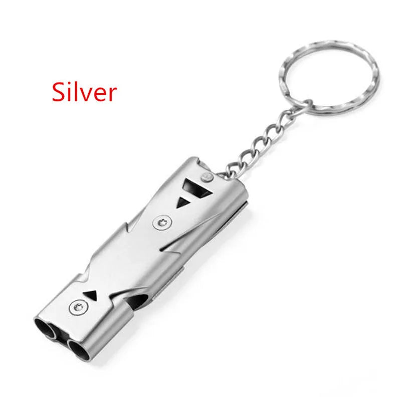 1/2pcs Double Pipe Whistle Pendant Keychain High Decibel Portable Outdoor Survival Emergency Camping Tool Multifunction 1PC