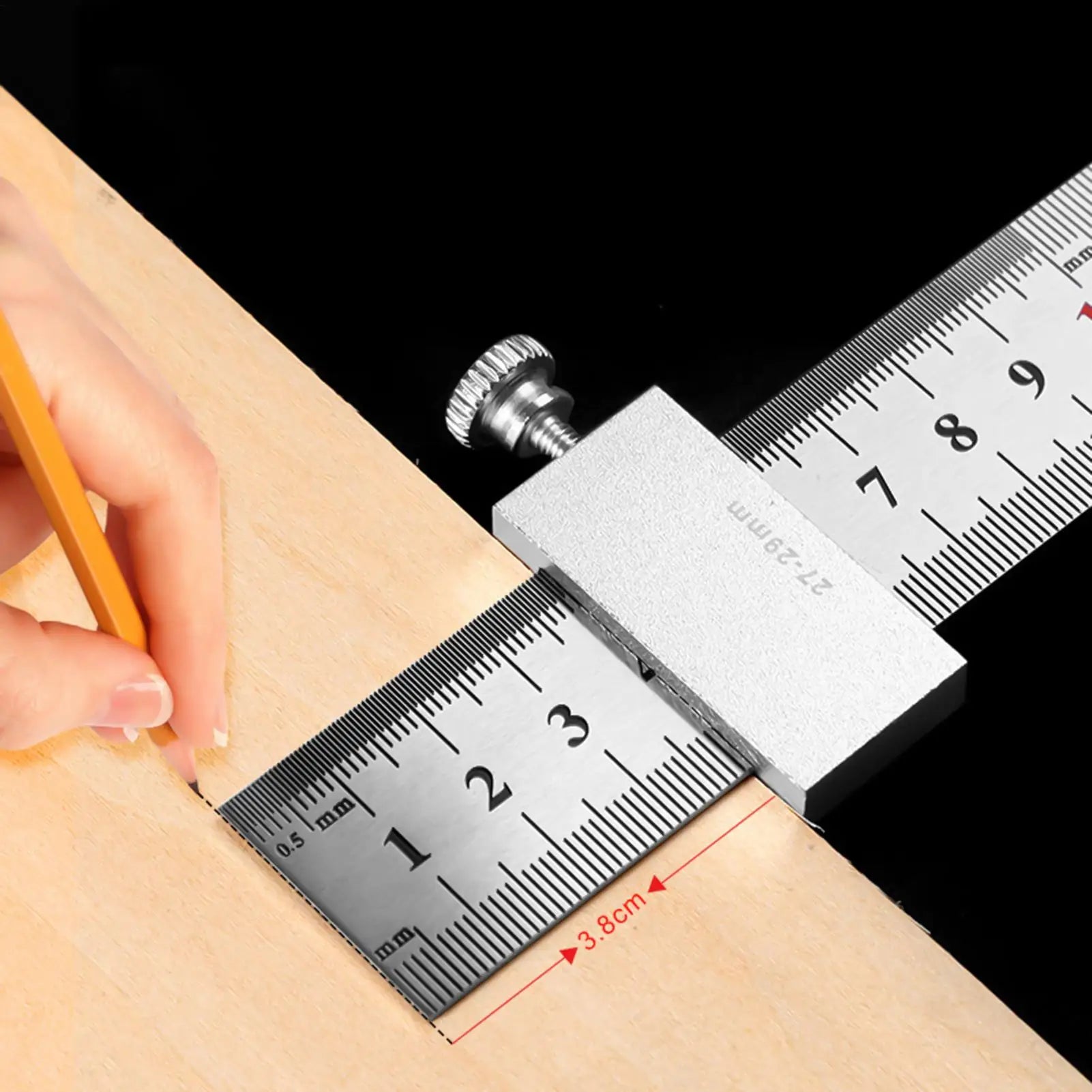 Ruler Positioning Block High Precision Aluminum Alloy Stopper Positioning Scriber Block for Carpentry Steel Ruler Measuring Home