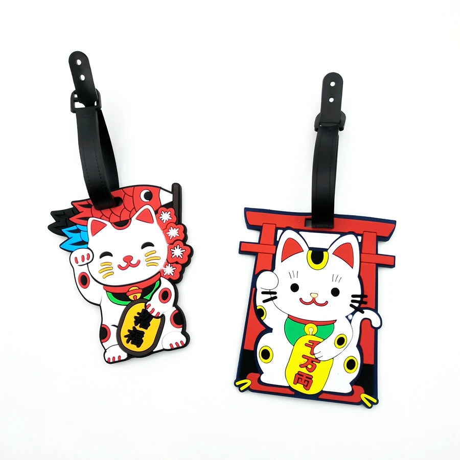1pc/2pcs/3pcs Zhaocai Cat luggage tag pendant travel essential airport luggage anti loss ID tag luggage name unisex