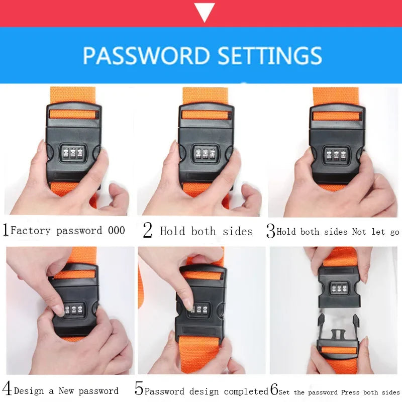 Cipher Lock Suitcase Strap Adjustable Luggage Strap Cross Packing Belt Travel Essential Accessories Suitcase Supplies Fixed Belt