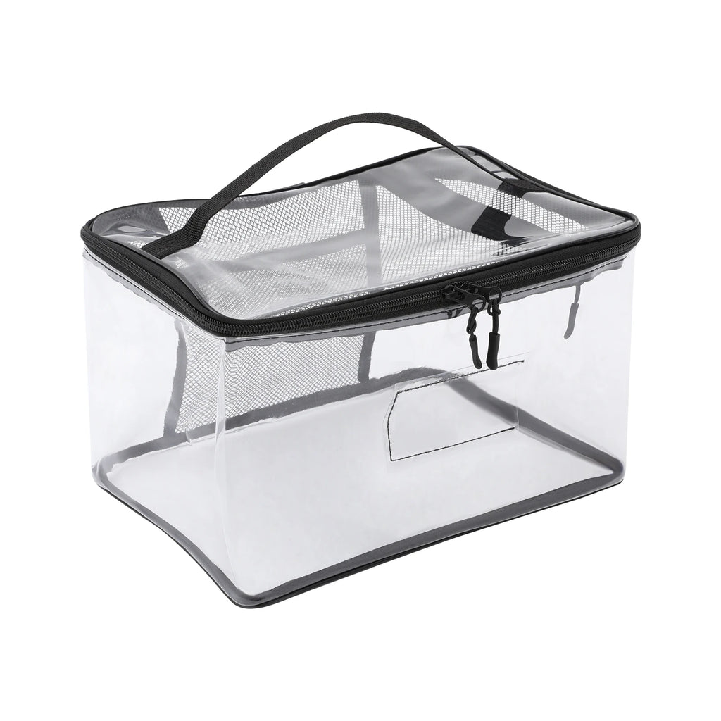 12 Pieces Large PVC Storage Bag, Transparent Black, Toy Organizer with Zipper Pockets, Game Room Storage, Travel Storage for Barbie, Blocks, Plush, Waterproof, Durable, Portable Handle, Home Closet