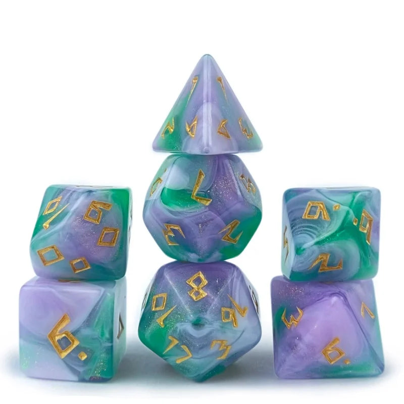 Dazzling Colors 7 Pcs /Set Acrylic Dice TRPG Games D4 D6 D8 D10 D12 D20 Dice Polyhedral Dice Set For DND Or COC Game