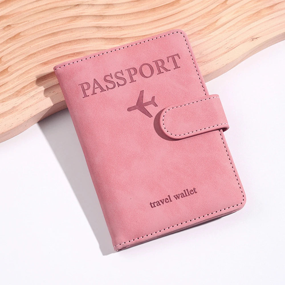 Customized Name PU Men's RFID Passport Holder 2-Style Envelope, Airplane Pattern Printed Anti-Theft Passport Wallet, Minimalist