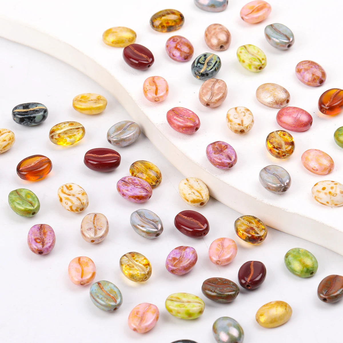 10pcs/20pcs Mixed Color Czech Glass Coffee Bean Beads For Jewelry Making Not Acrylic Beads Diy Creative Beads Special Necklace 