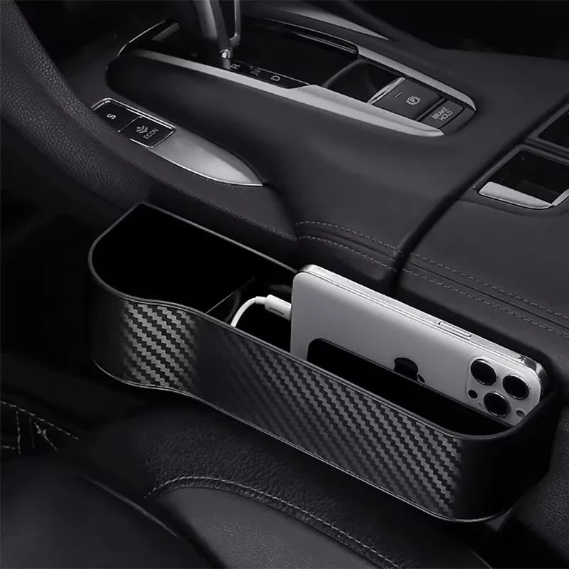 Carbon Fiber Car Seat Gap Organizer, Multifunctional Console Side Storage Box for Phone & Accessories