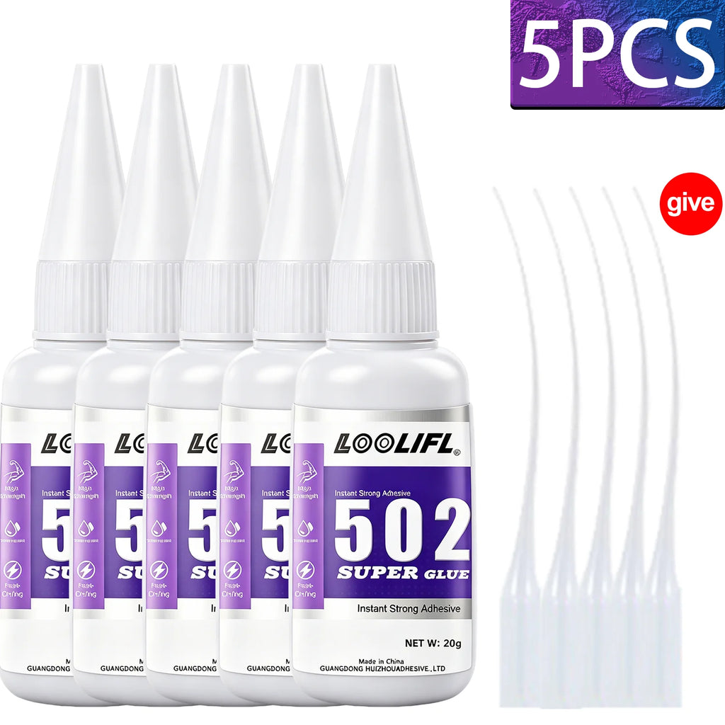 1/2/3/5/7pcs LOOLIFL 502 Super Glue Quick Dry Instant Strong Bond Adhesive For Home Office Industrial Repair Materials Tool 20G