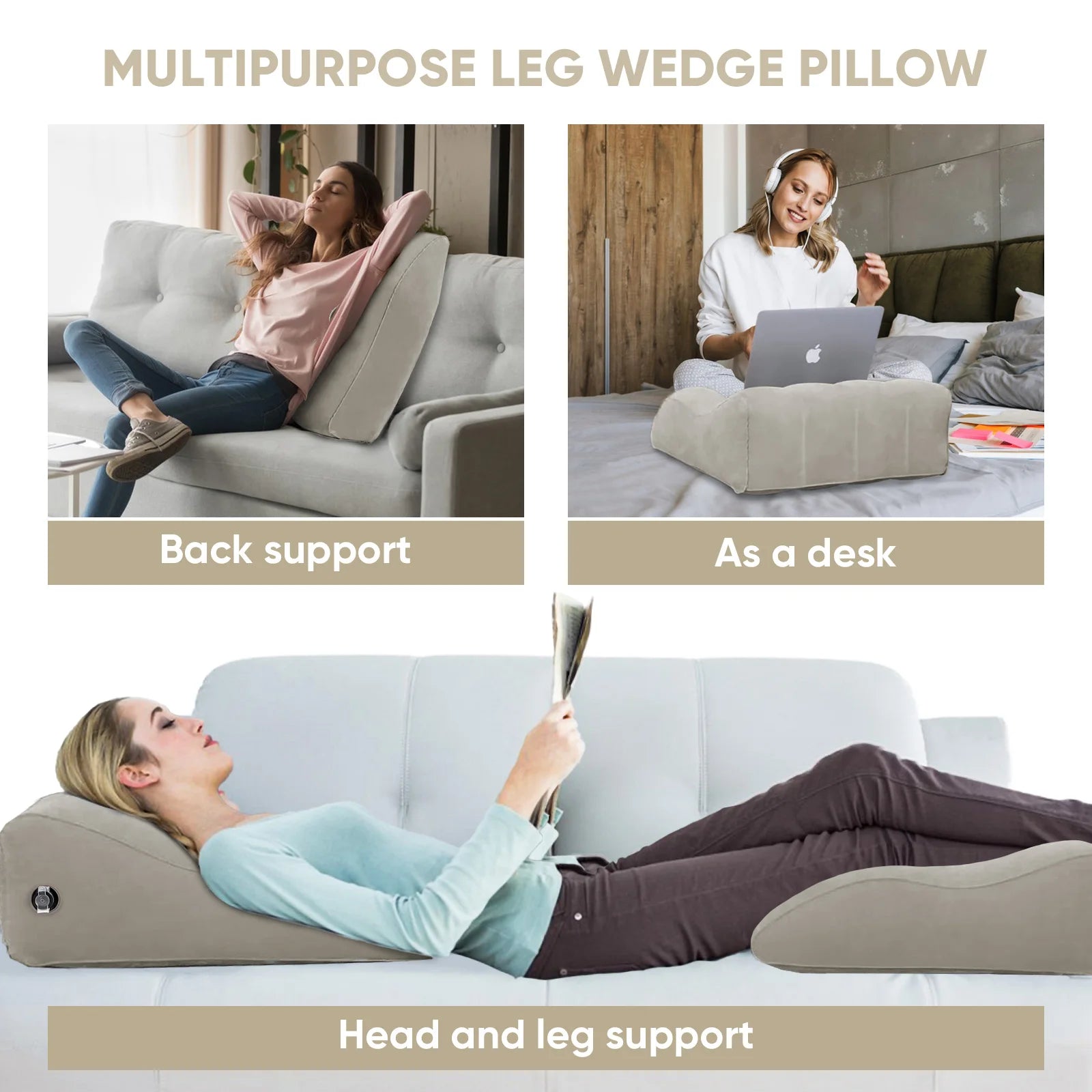 Leg Elevation Pillows,Inflatable Leg Pillows for Swelling, Portable Wedge Pillow for Improve Circulataion and Reduce Swelling,Su