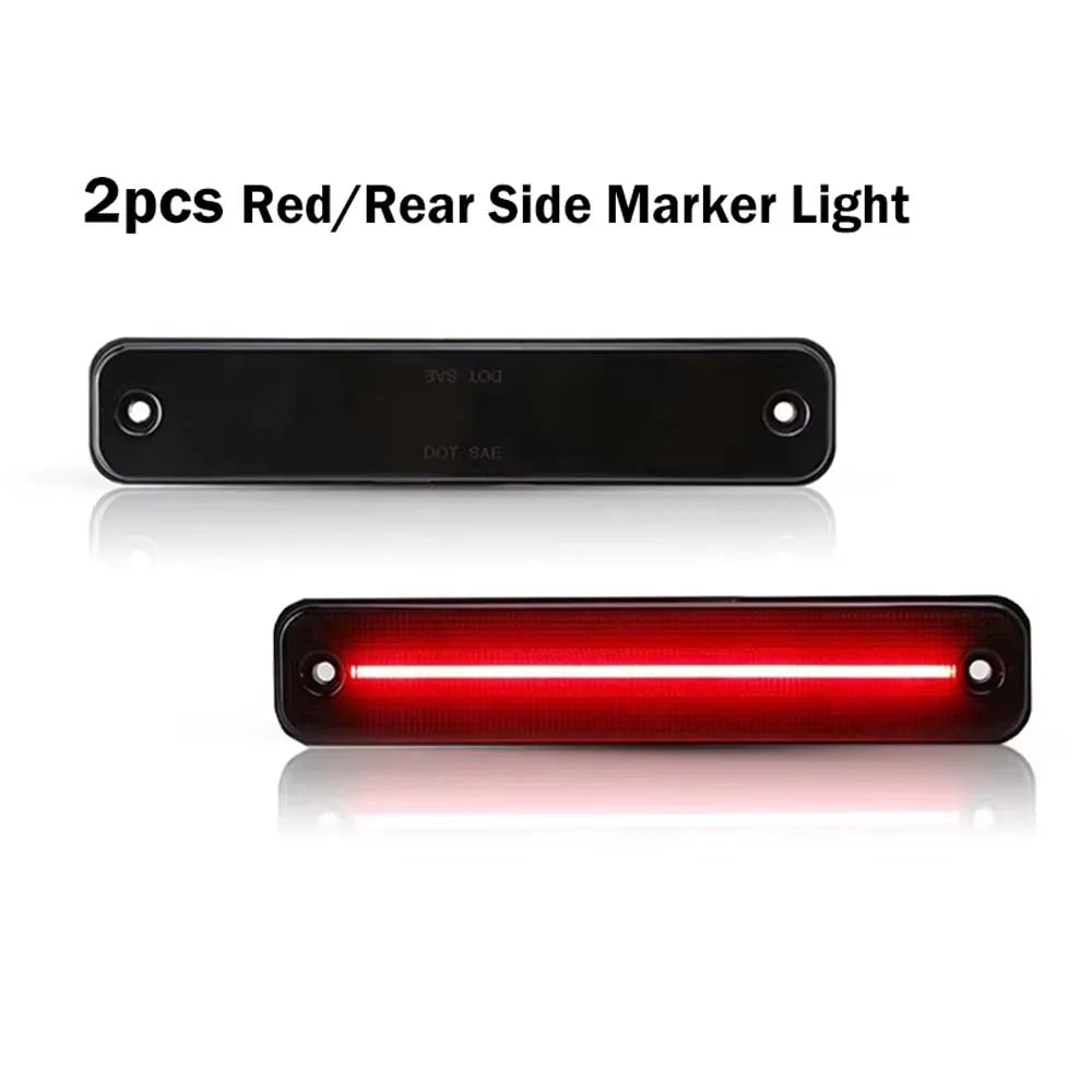 Smoked Lens Front Amber / Rear Red LED Bumper Side Marker Lights Turn Signal Lights Fender Flare Lights For Hummer H2 2003-2009