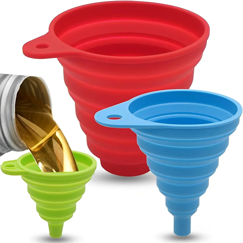 Silicone Collapsible Foldable Funnel Household Kitchen Cooking Tools Portable Wine Mini Portable Oil Pot Funnel