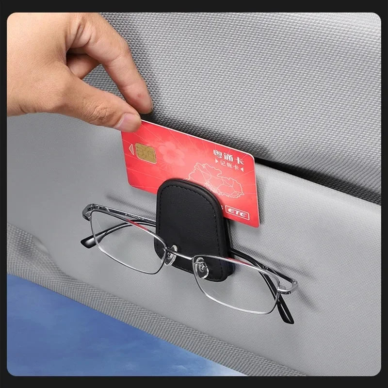 Car Glasses Holder Universal Sun Visor Clip Sunglasses Holder Microsoft  Leather Eyeglasses Hanger Ticket Clip glasses Mount