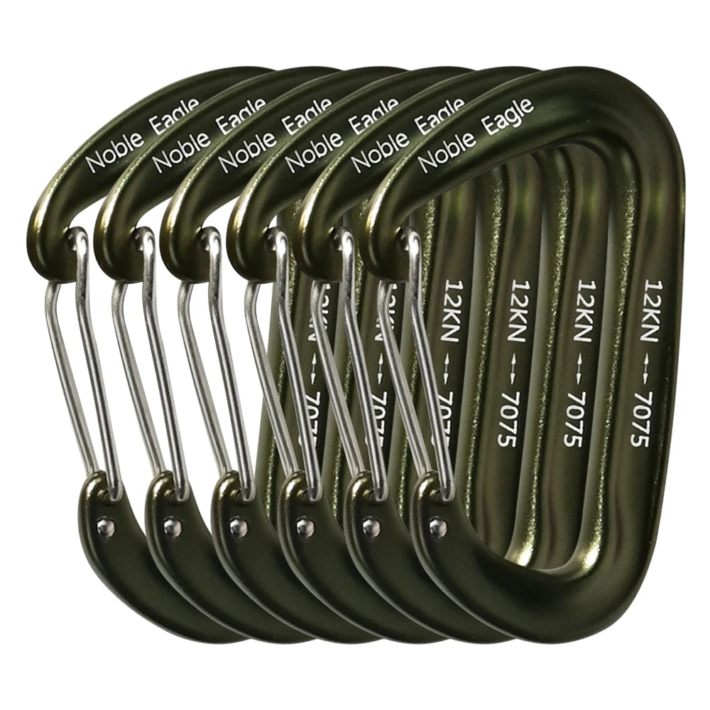 6PCS 12kN Tactical Carabiners Clips Set Heavy Duty Non-Locking Belt Hook For Bags Outdoor Hammock Climbing Accessories