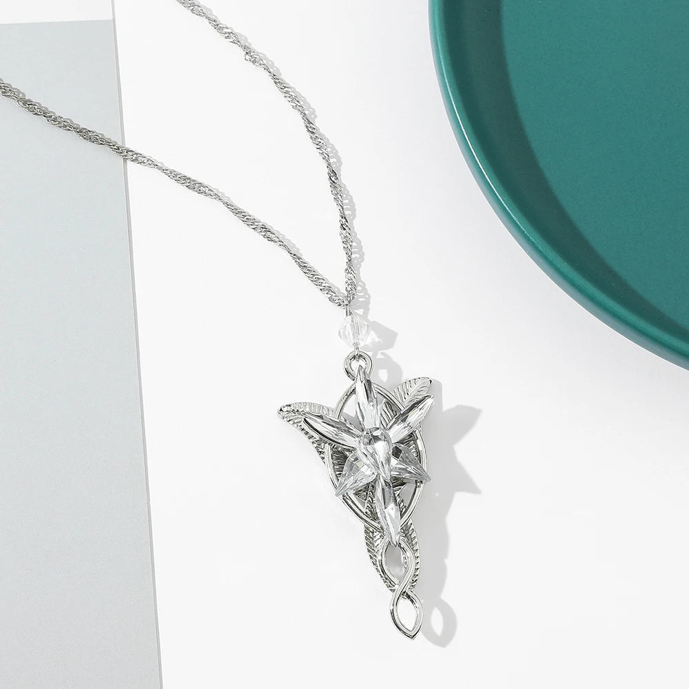 Evenstar Necklace Arwen Elf Princess Pendant Crystal Exquisite Choker Jewelry Gift for Women Movie Accessories
