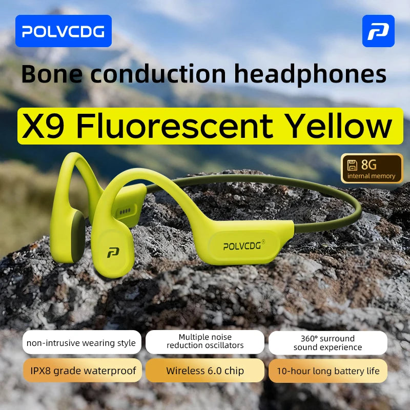 POLVCDG 8G Memory Bone-Conduction Sports Swimming Headphones IPX8 Waterproof Bluetooth 6.0 Running Headphones 2026 New Model X9