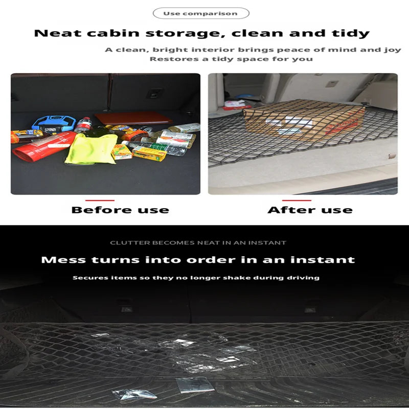 HOMEFISH Car Trunk Cargo Net Organizer Storage Luggage Net Universal Fit For Crossover Auto Trunk Storage Organizer