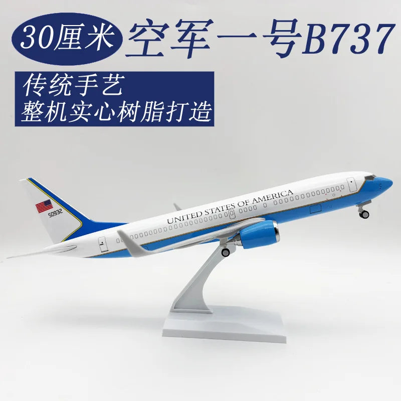 Aircraft Models 737 B737 Air Force One Airways 30cm Collectible 1/130 Scale Resin Airplane Model Children Toys Gift Model Plane