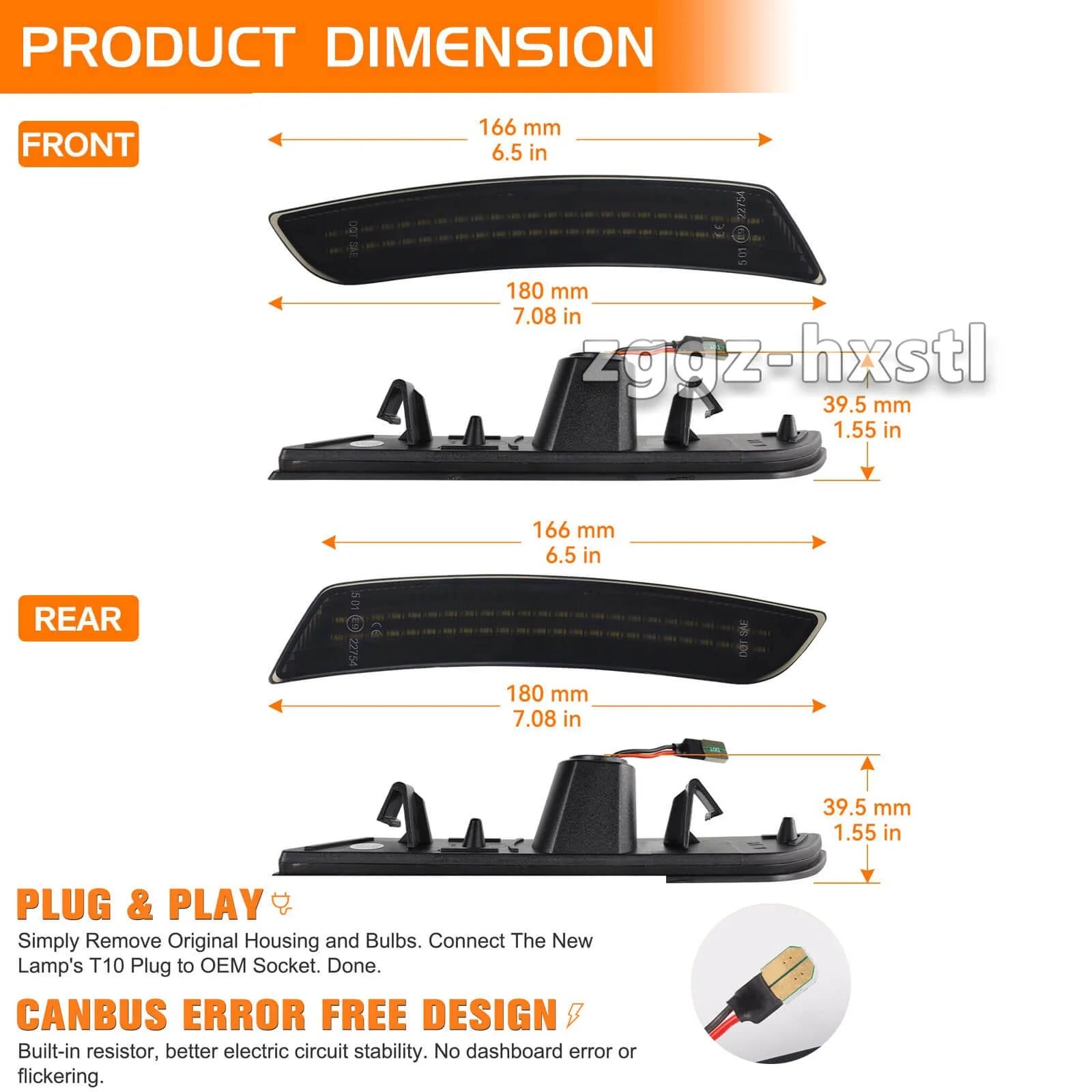 For Chevy Camaro Front Rear Side Marker Light Assemblies LED Car Lights for Chevrolet Camaro 2015-2023 Smoked Lens Fender Light
